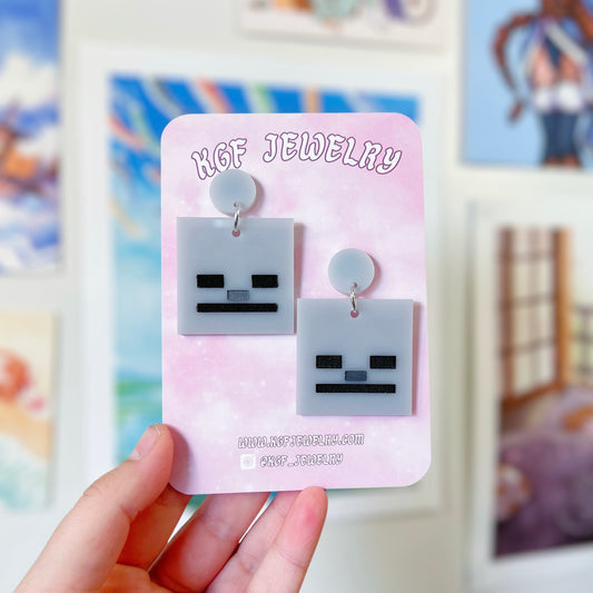 Skeleton Minecraft Acrylic Earrings, Keychains, Pins