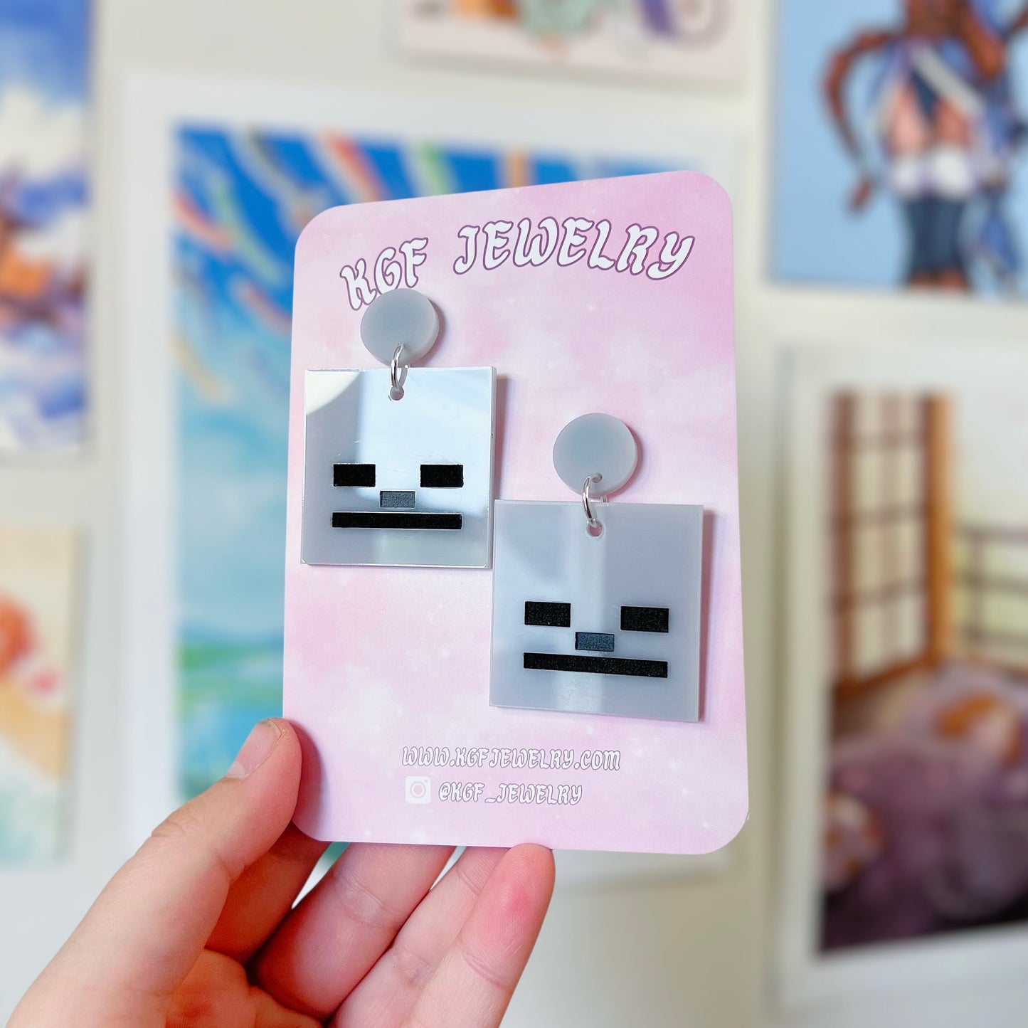 Skeleton Minecraft Acrylic Earrings, Keychains, Pins