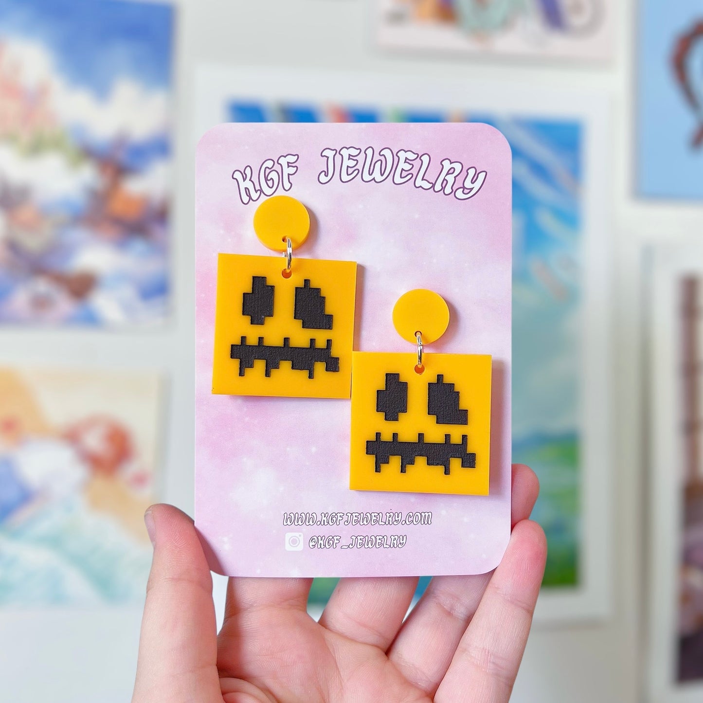 Jack o'Lantern Minecraft Acrylic Earrings, Keychains, Pins