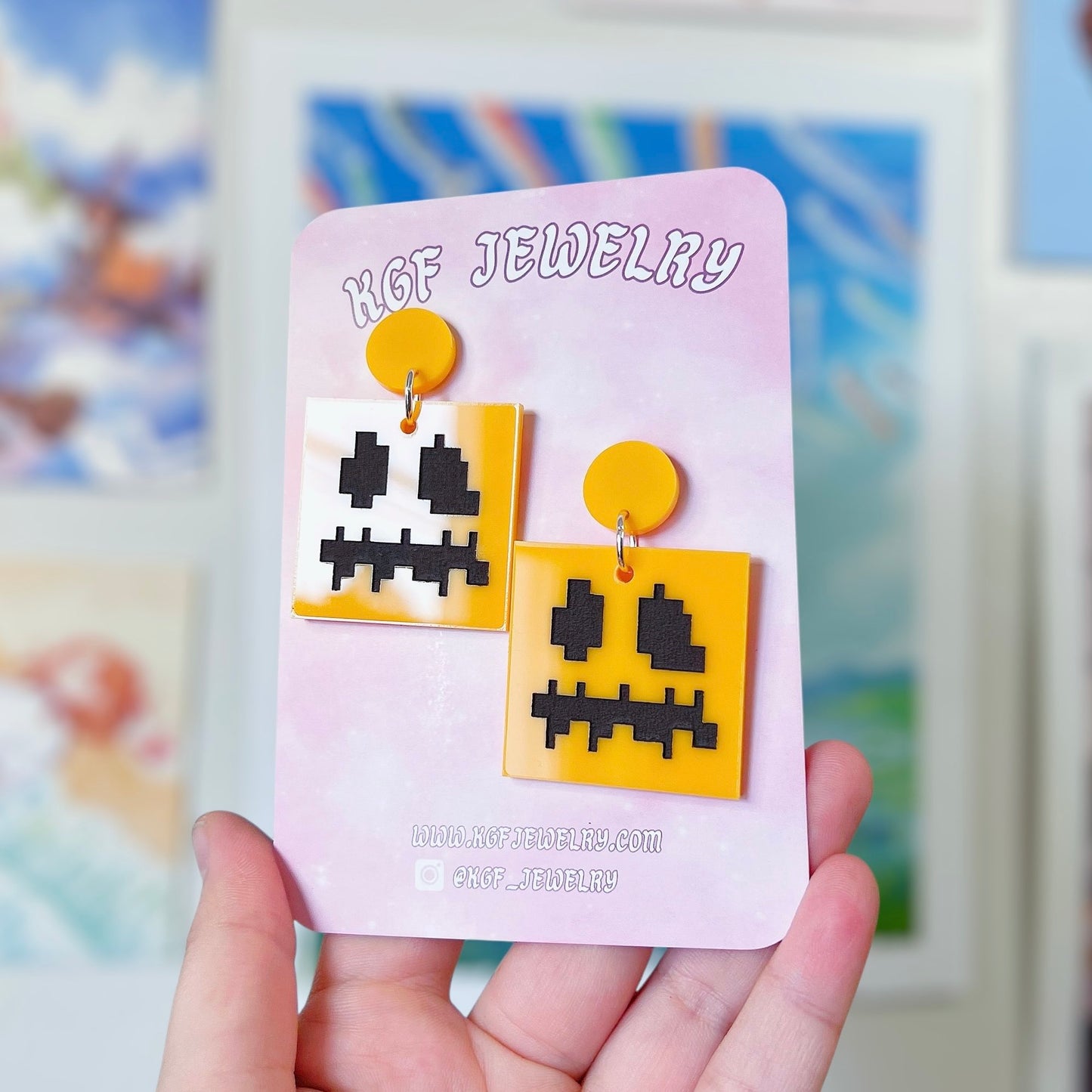 Jack o'Lantern Minecraft Acrylic Earrings, Keychains, Pins