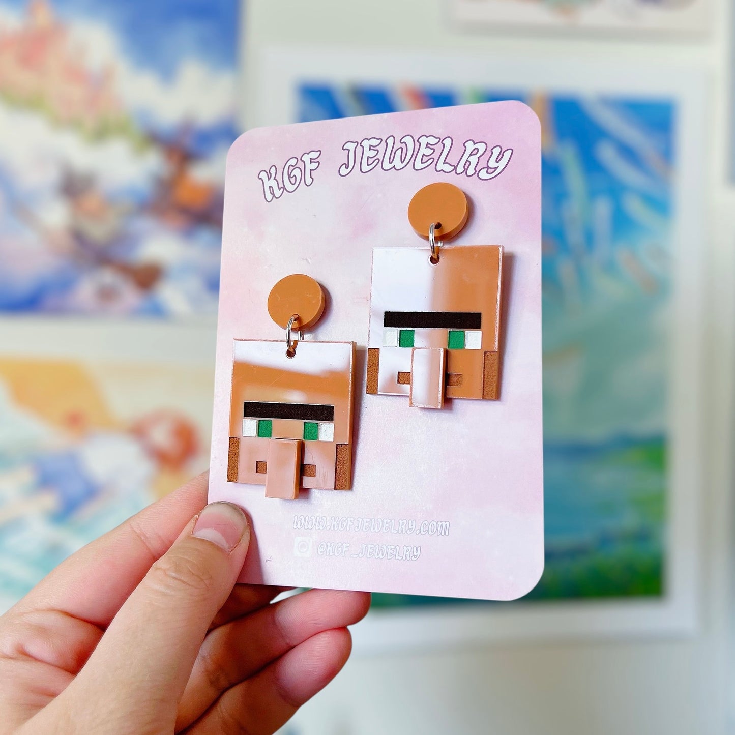 Villager Minecraft Acrylic Earrings, Keychains, Pins