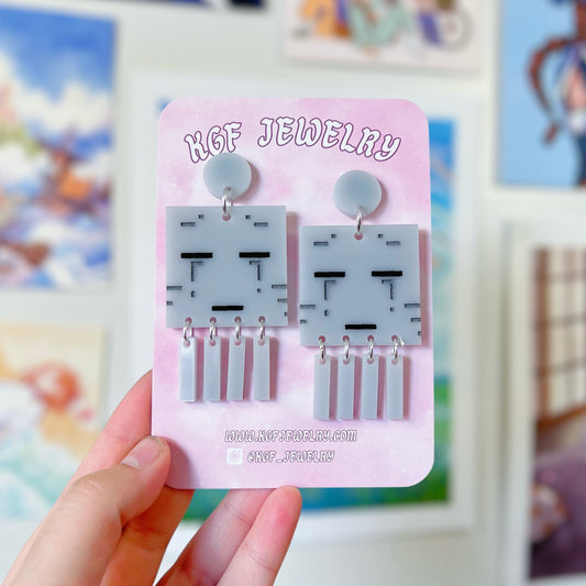 Ghast Minecraft Acrylic Earrings, Keychains, Pins