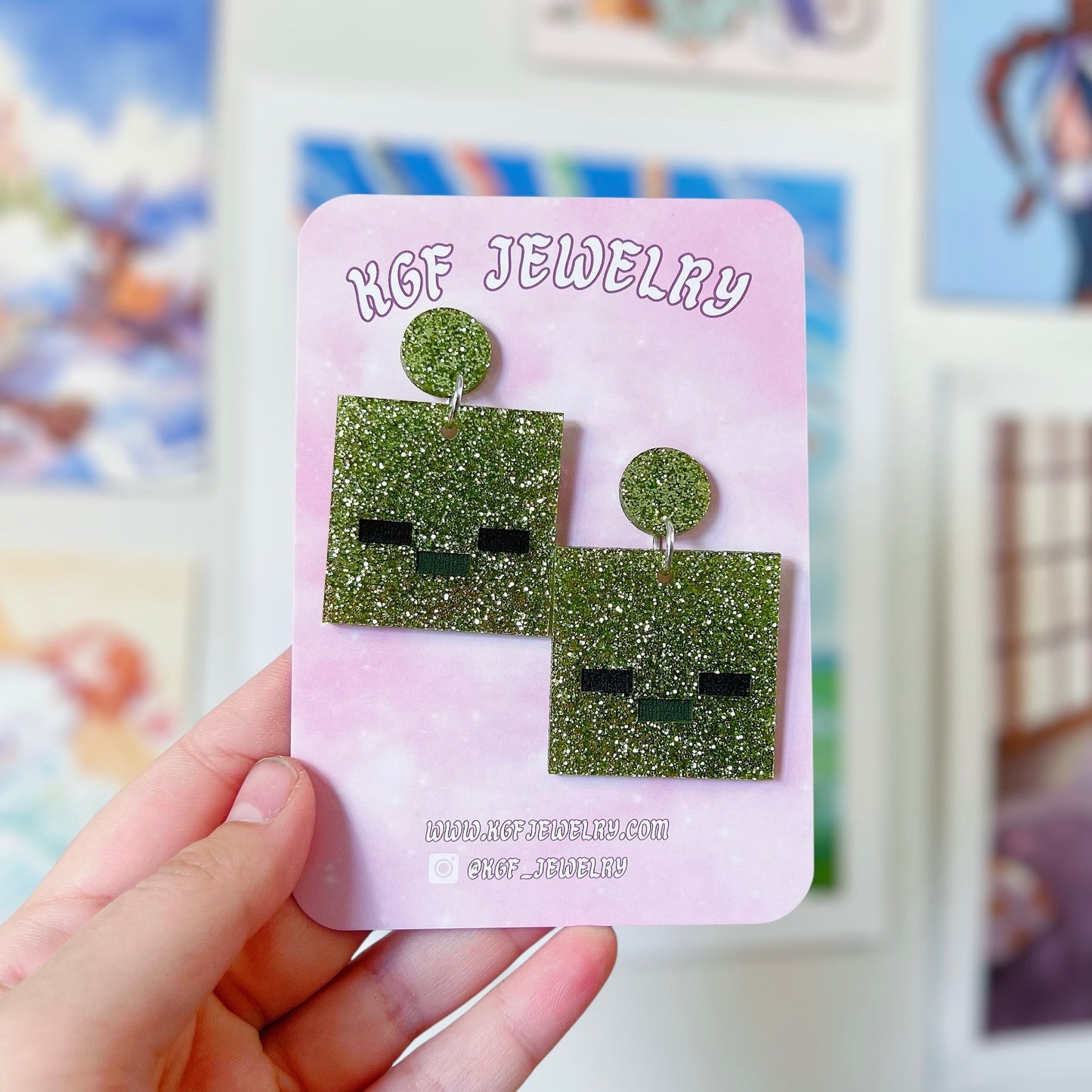 Zombie Minecraft Acrylic Earrings, Keychains, Pins