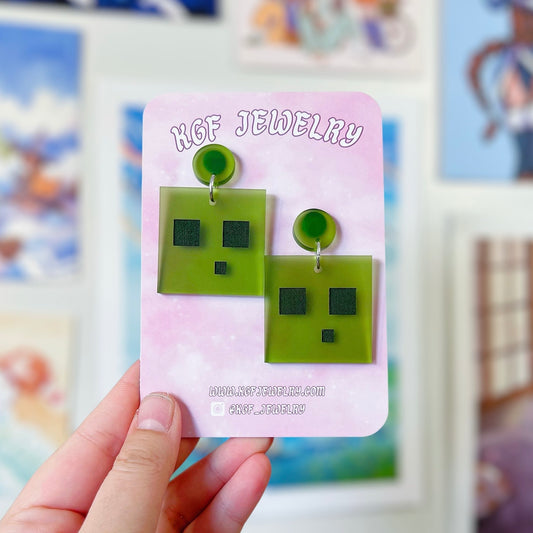 Slime Minecraft Acrylic Earrings, Keychains, Pins