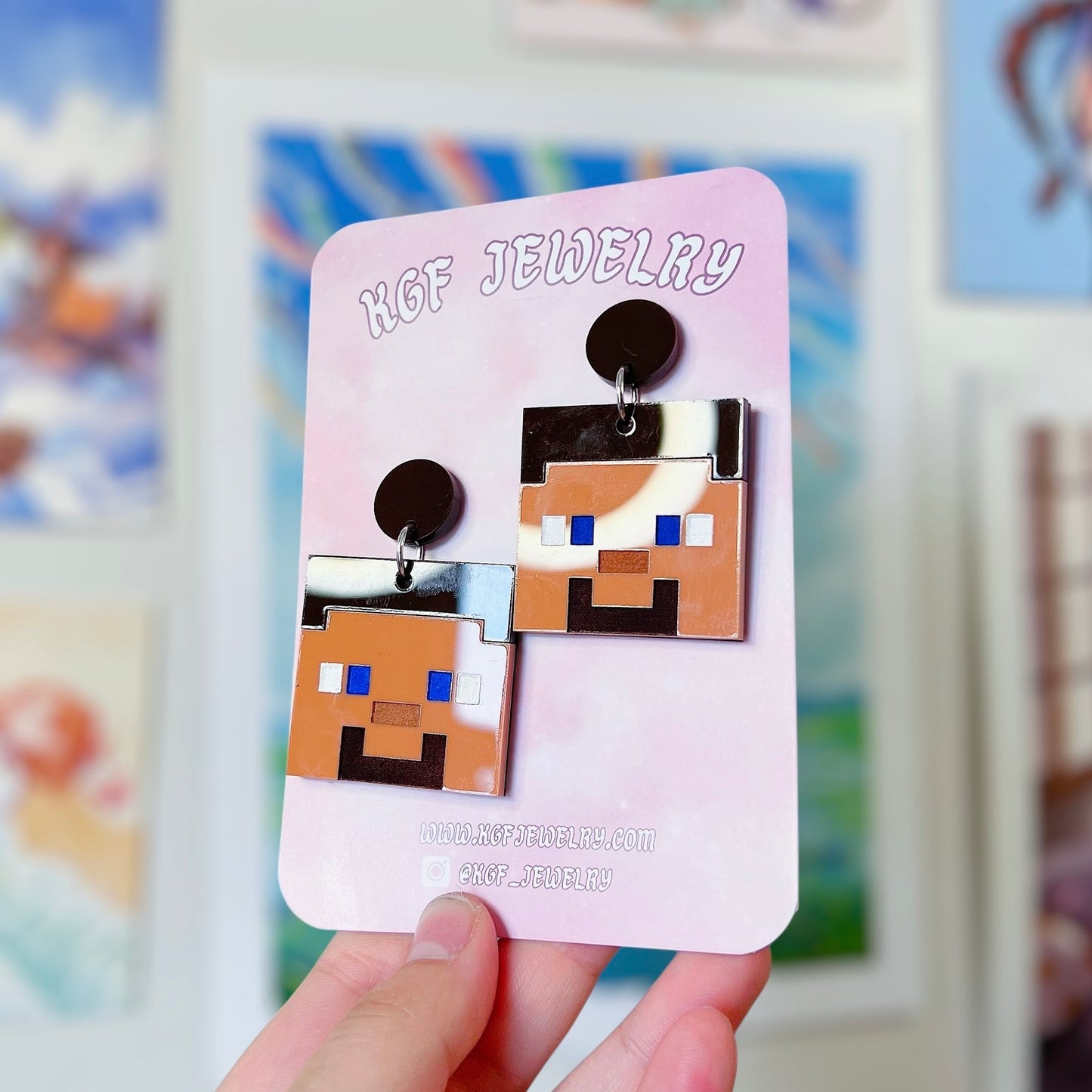 Steve Minecraft Acrylic Earrings, Keychains, Pins