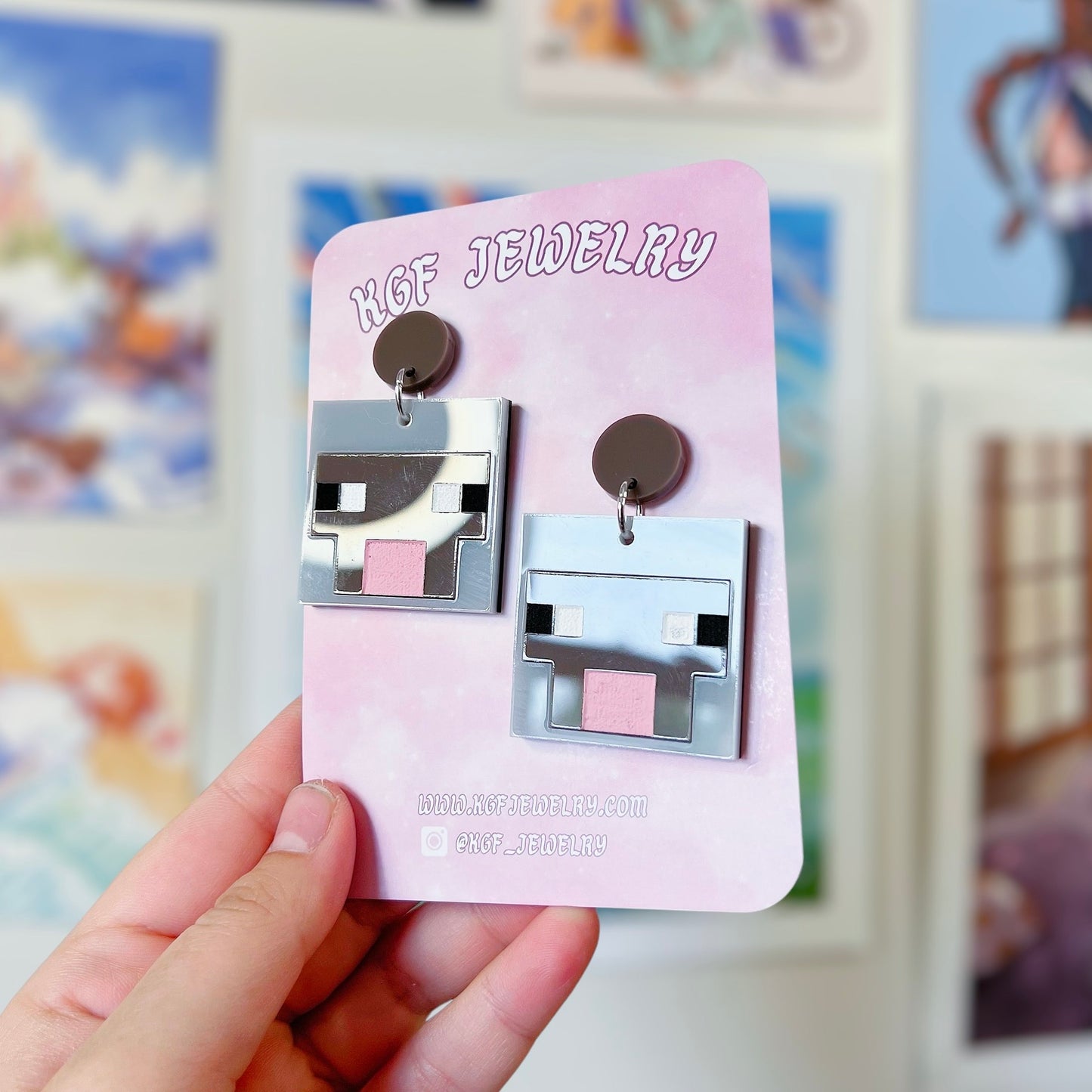 Sheep Minecraft Acrylic Earrings, Keychains, Pins