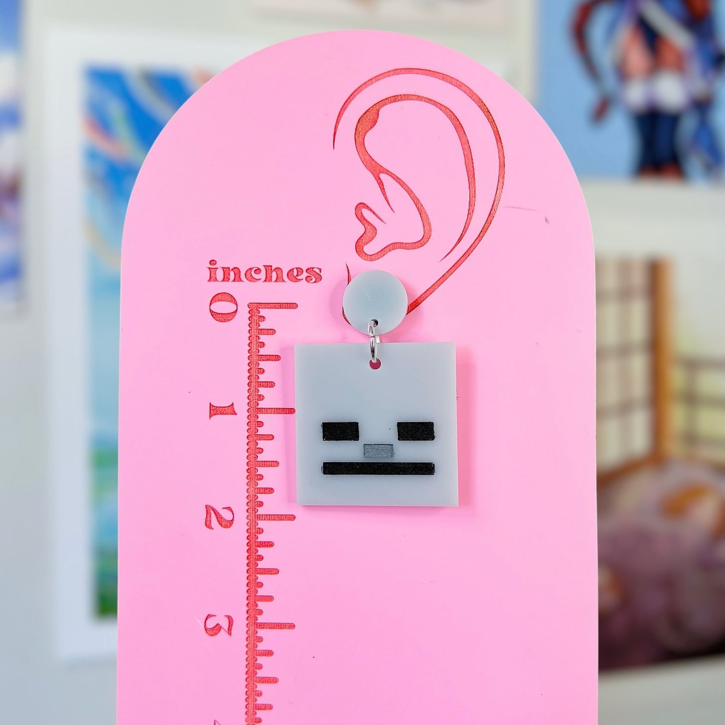 Skeleton Minecraft Acrylic Earrings, Keychains, Pins