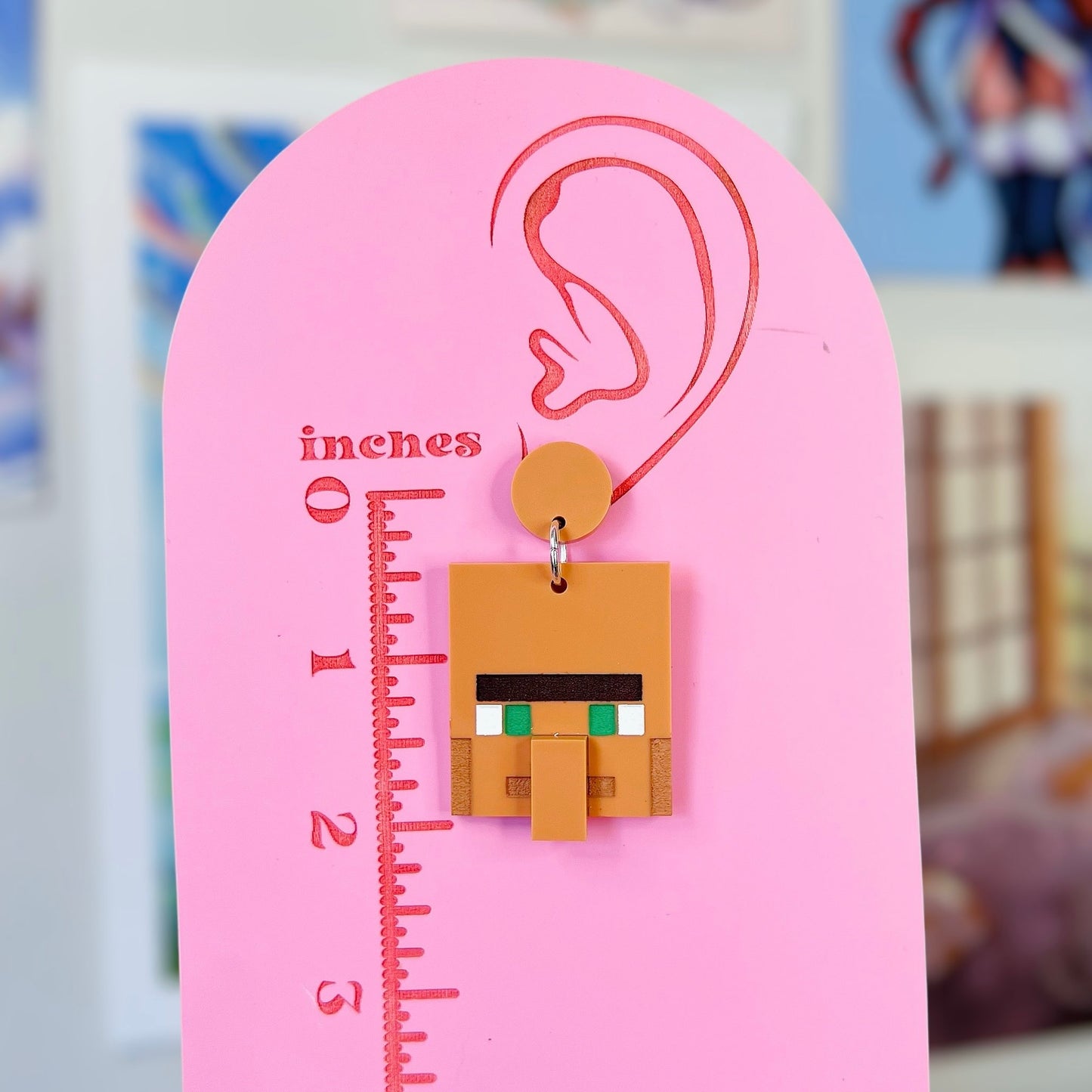 Villager Minecraft Acrylic Earrings, Keychains, Pins