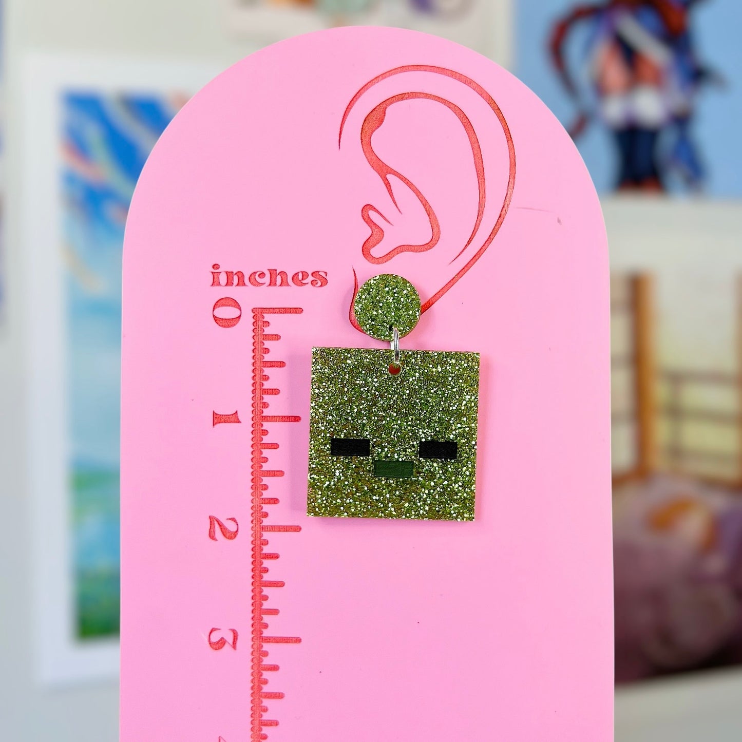Zombie Minecraft Acrylic Earrings, Keychains, Pins