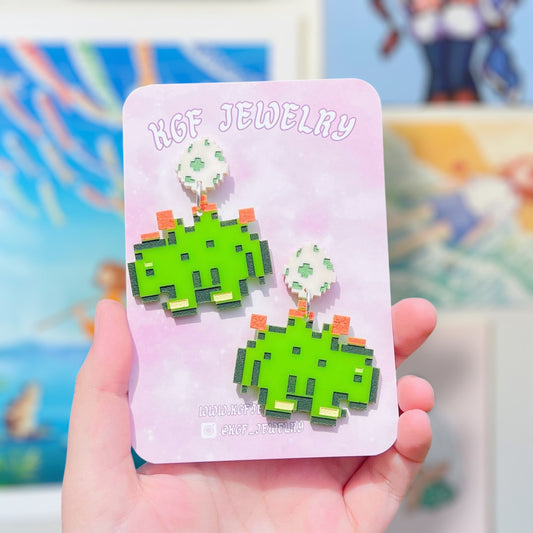 Stardew Dino Handmade Acrylic Dangle Earrings & Keychains