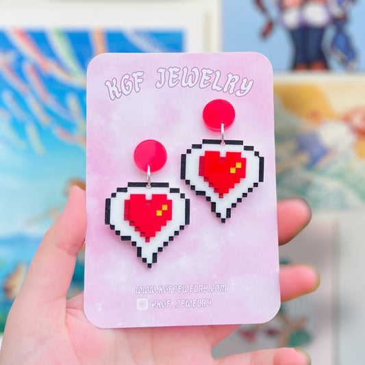 Heart Emote Handmade Acrylic Dangle Earrings & Keychains