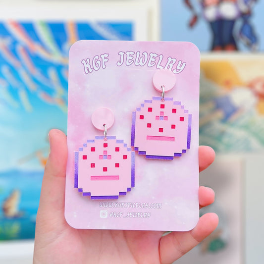 Pink Cake Handmade Acrylic Dangle Earrings & Keychains