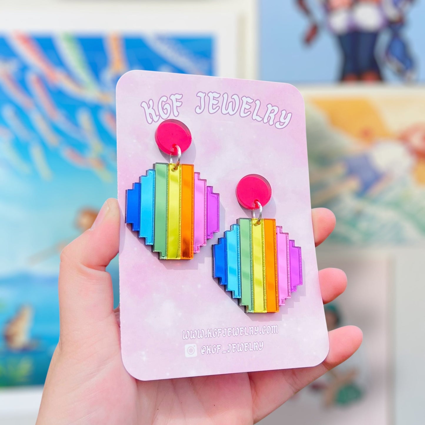 Prismatic Shard Acrylic Earrings, Keychains & Pins