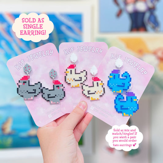 Stardew Chickens Single Mix & Match Acrylic Earrings, Keychains & Pins