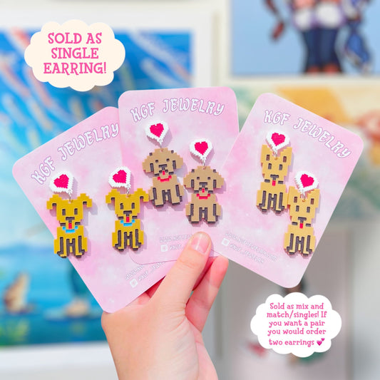 Stardew Cats & Dogs Single Mix & Match Acrylic Earrings, Keychains & Pins