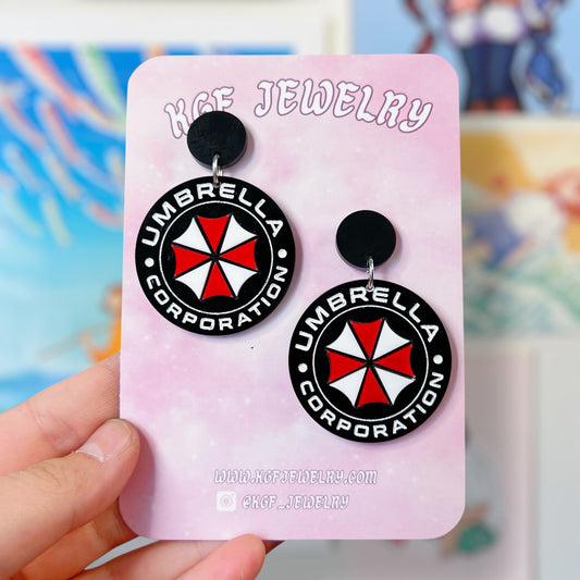 Umbrella Corp Handmade Acrylic Dangle Earrings & Keychains