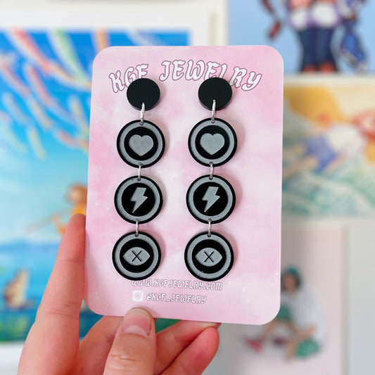 Red Dead Cores Handmade Acrylic Dangle Earrings & Keychains