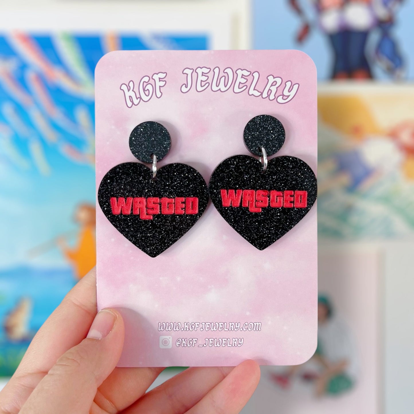 Wasted Hearts Handmade Acrylic Dangle Earrings & Keychains