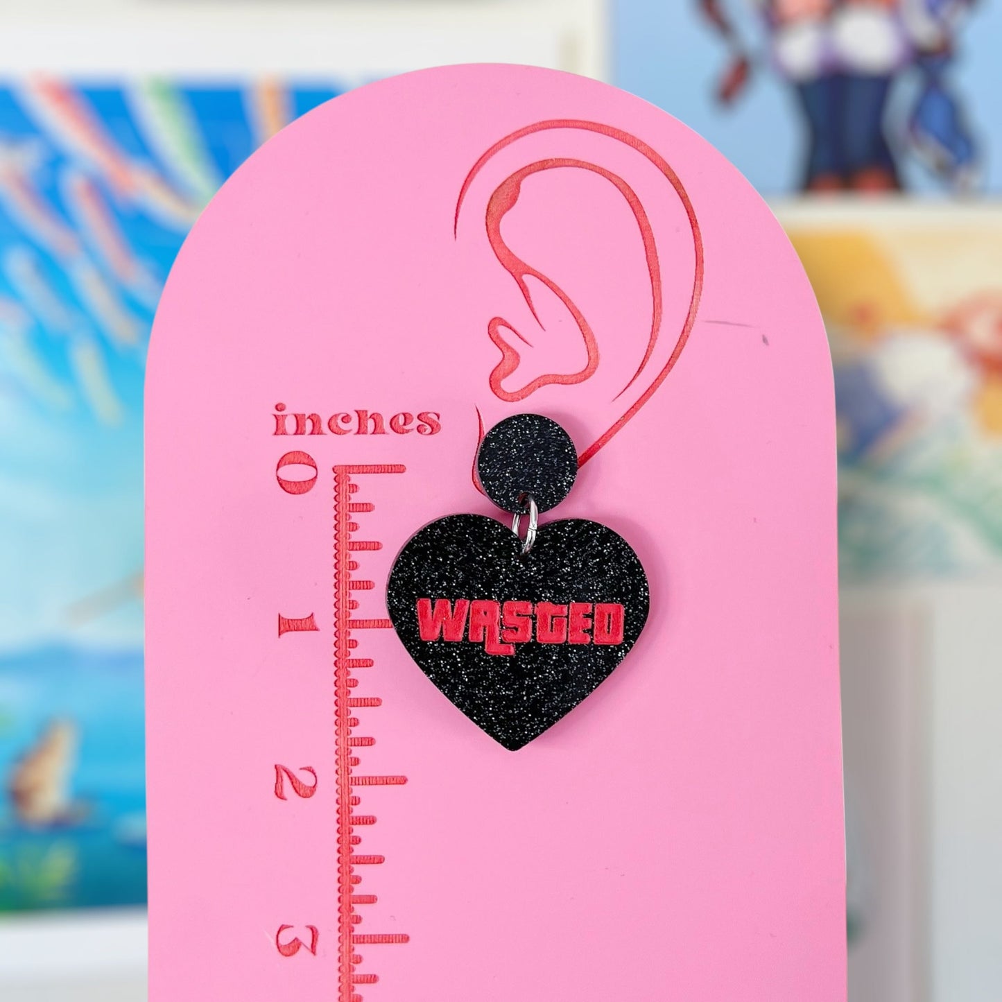 Wasted Hearts Handmade Acrylic Dangle Earrings & Keychains