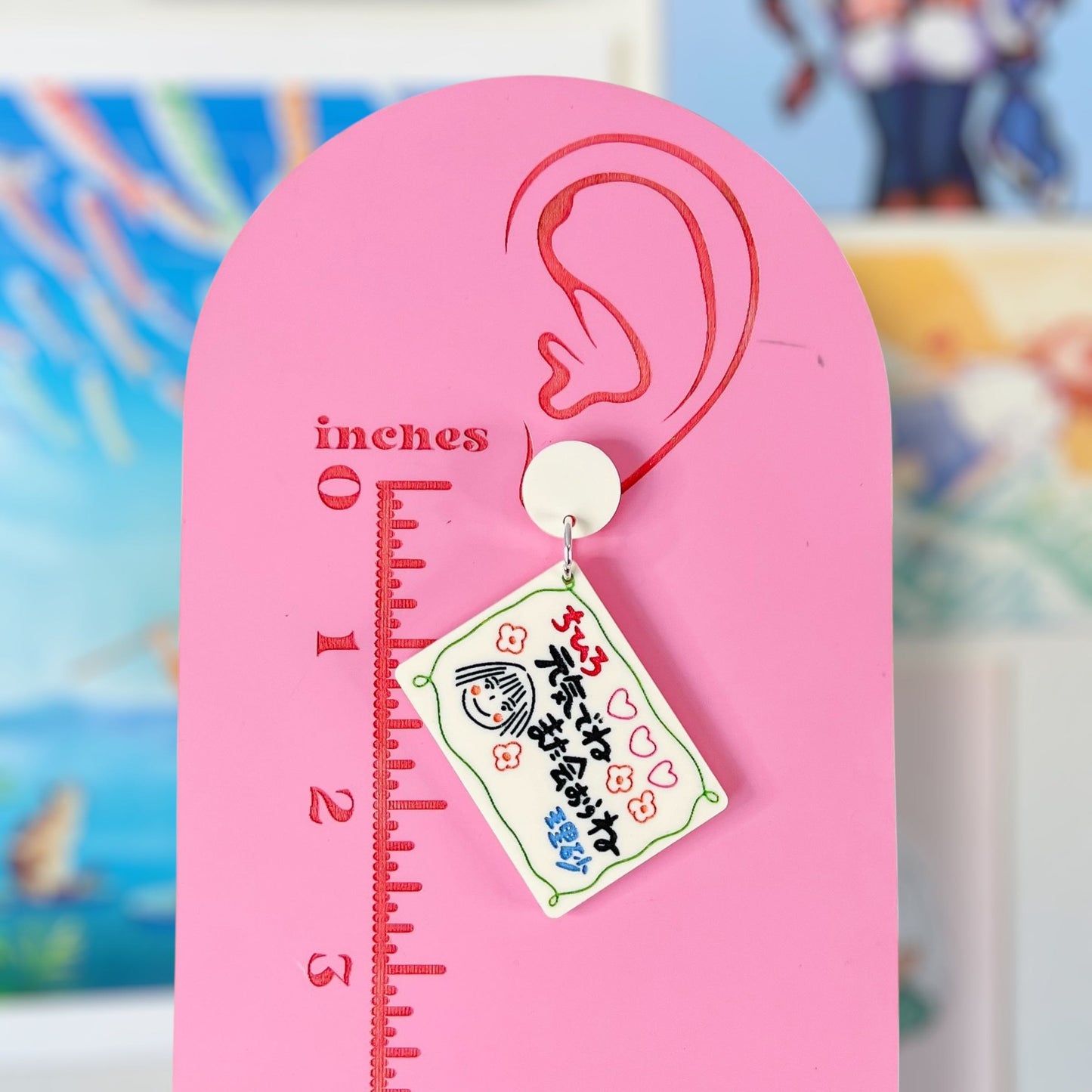 Chihiro's Note Handmade Acrylic Dangle Earrings & Keychain