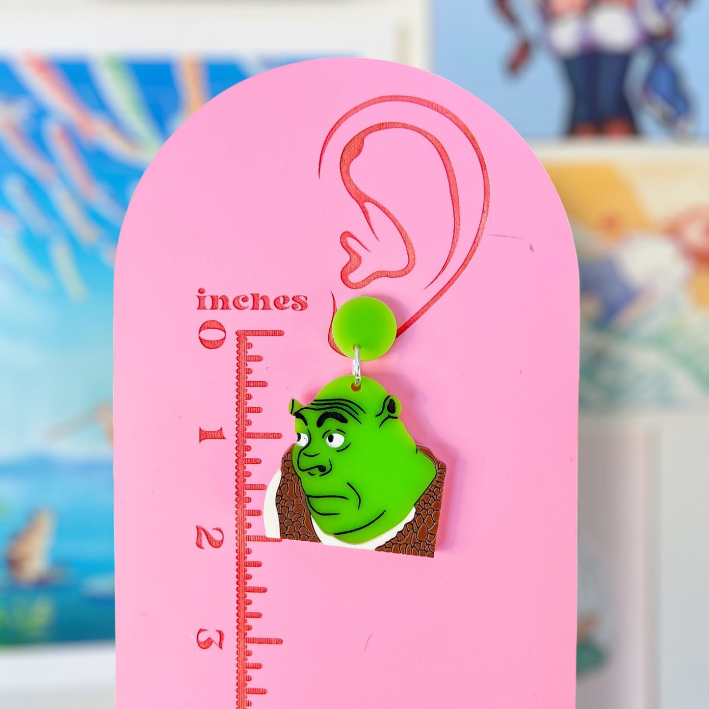 Shrek Meme Handmade Acrylic Dangle Earrings & Keychains