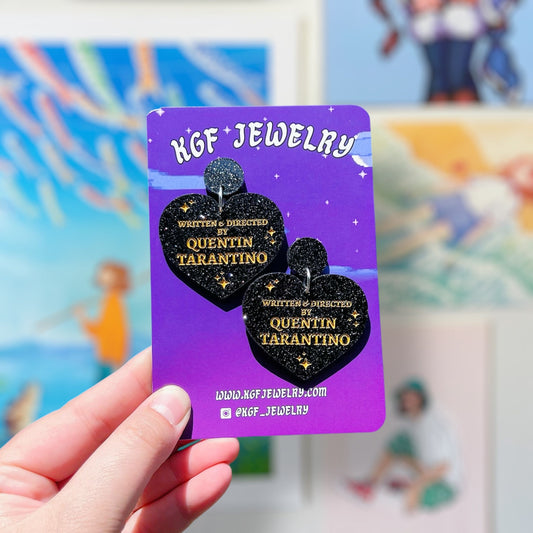 Quentin Tarantino Hearts Handmade Acrylic Dangle Earrings & Keychains