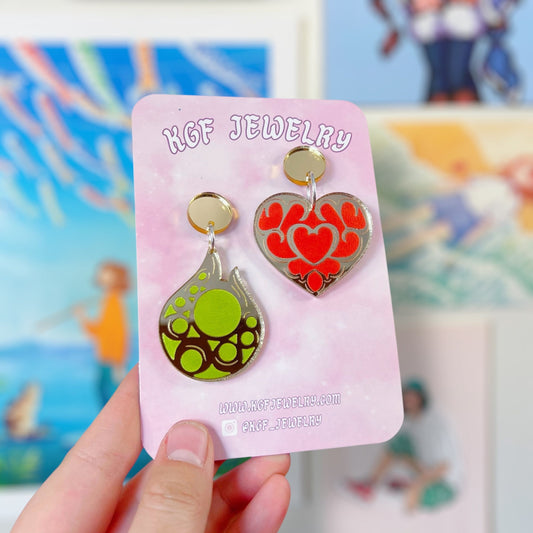 Heart Container & Stamina Vessel Acrylic Earrings & Keychains
