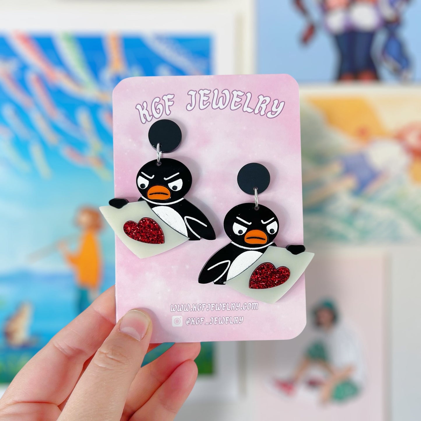 Pingu Art Handmade Acrylic Dangle Earrings & Keychains