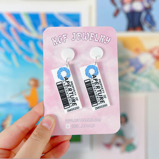 Portal Lab Tag Handmade Acrylic Dangle Earrings & Keychains