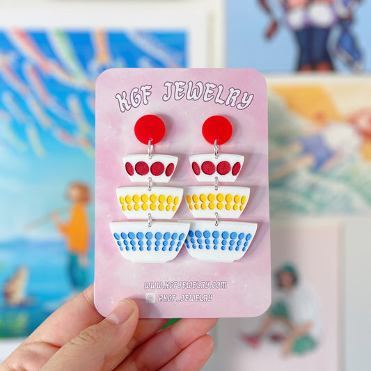 Dots Pyrex Handmade Acrylic Dangle Earrings & Keychains