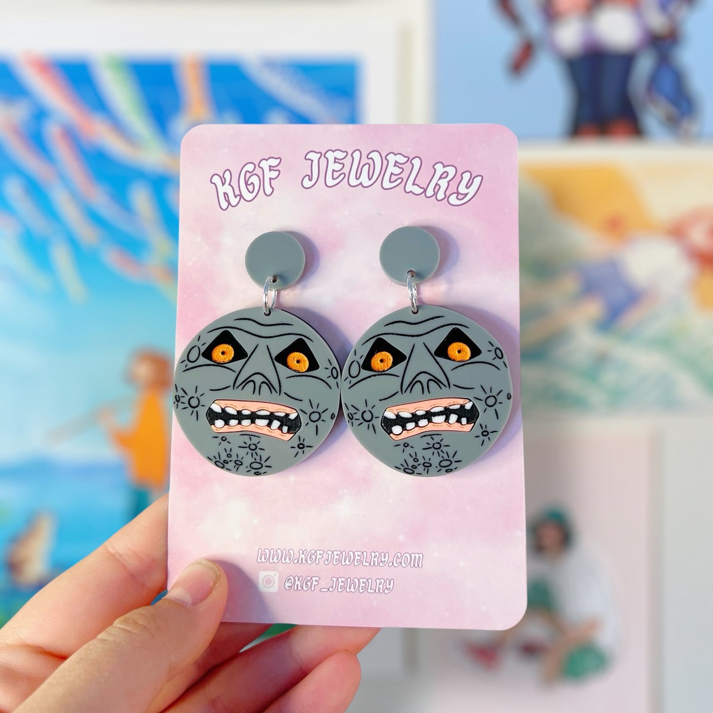 Majora's Mask Moon Handmade Acrylic Dangle Earrings & Keychains