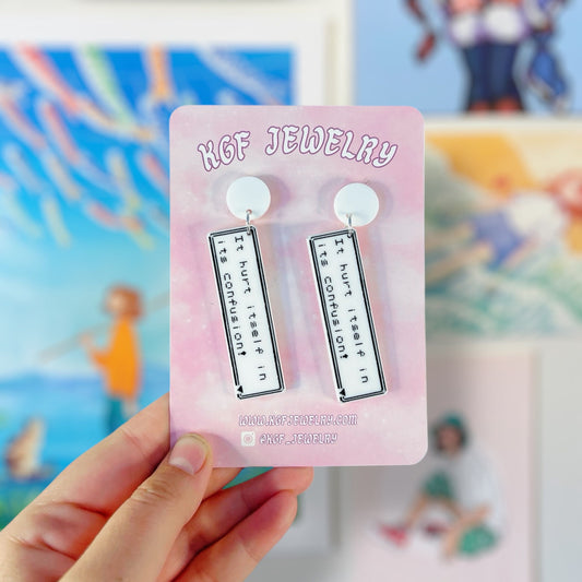 Confusion Battle Message Handmade Acrylic Dangle Earrings & Keychains