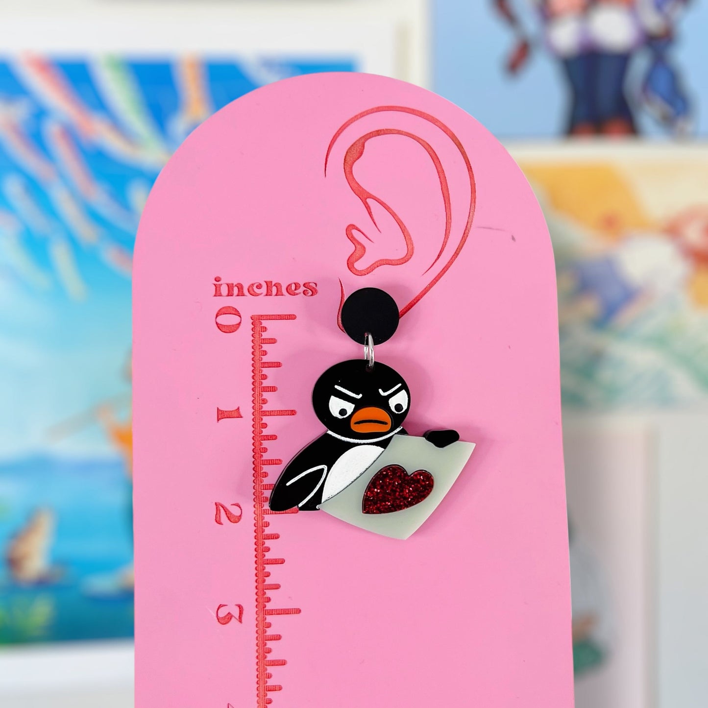 Pingu Art Handmade Acrylic Dangle Earrings & Keychains