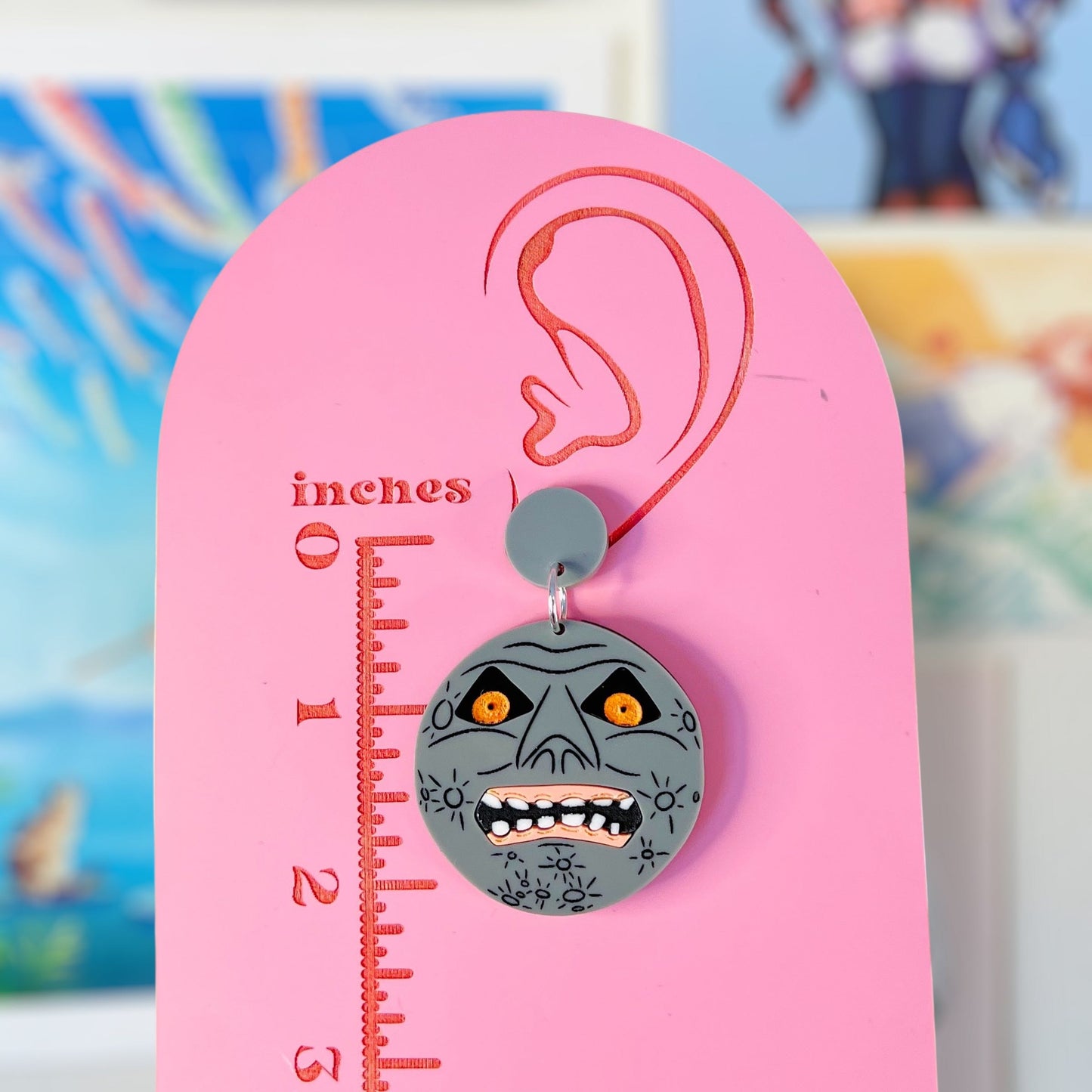 Majora's Mask Moon Handmade Acrylic Dangle Earrings & Keychains