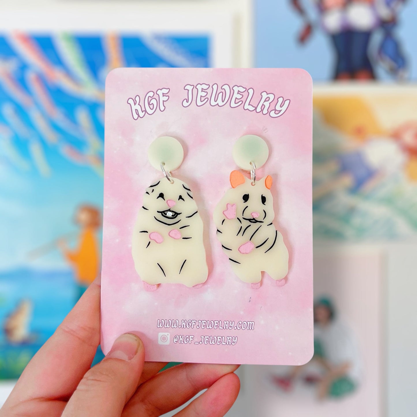 Hamster Meme Handmade Acrylic Dangle Earrings