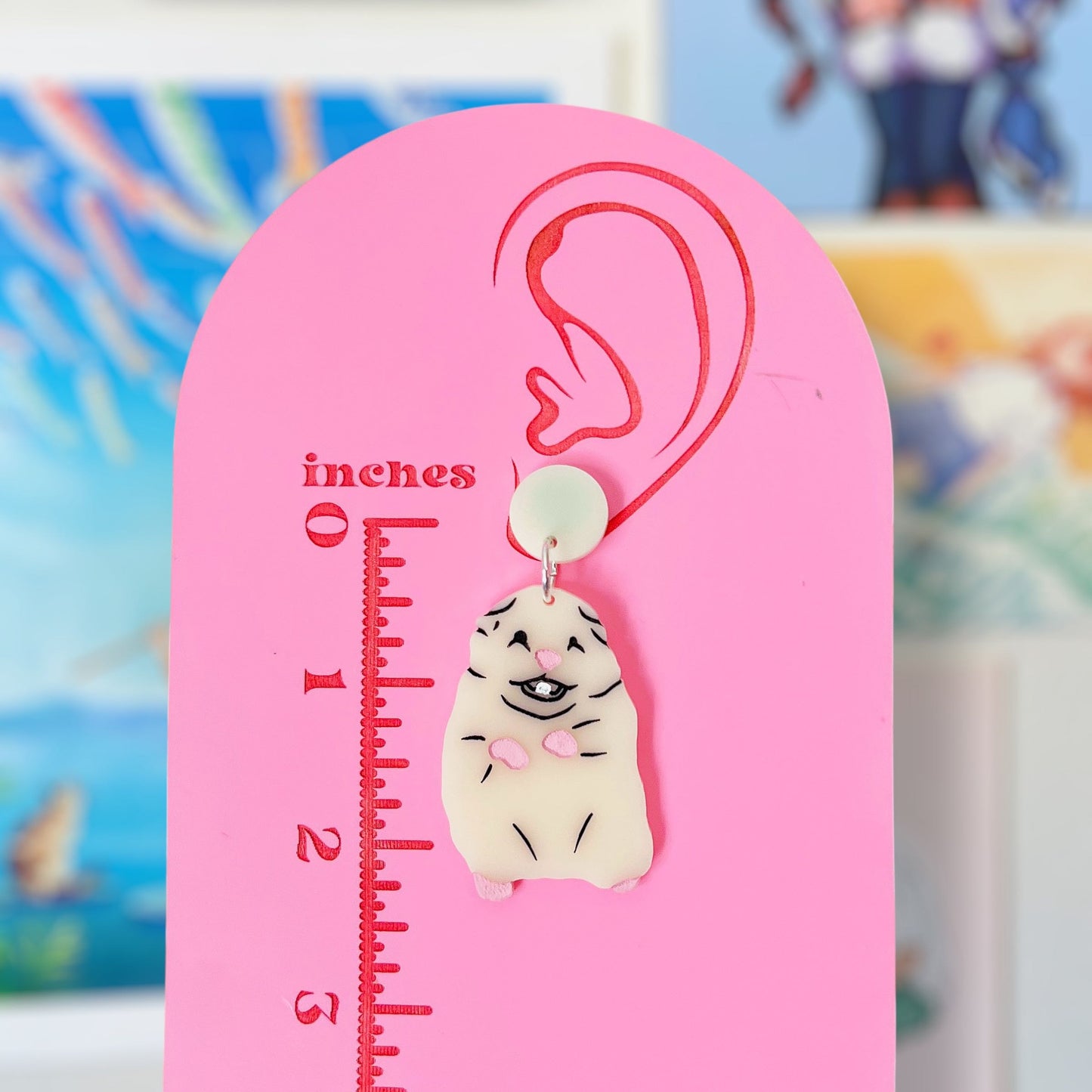 Hamster Meme Handmade Acrylic Dangle Earrings