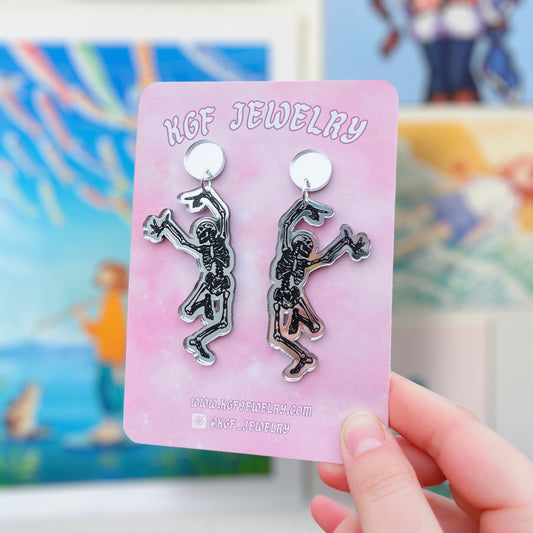 Dancing Skeleton Acrylic Earrings & Keychains