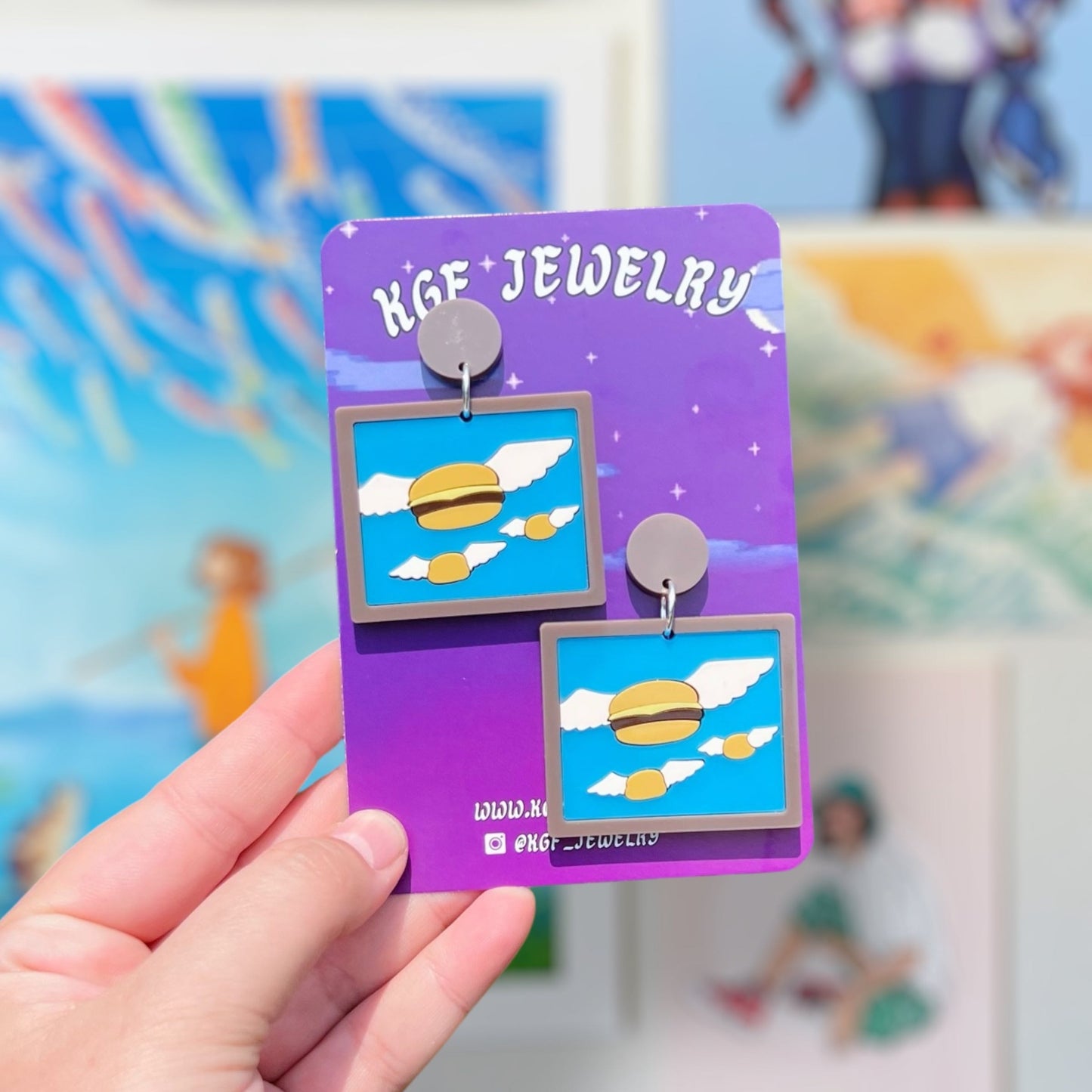Flying Burgers Acrylic Earrings