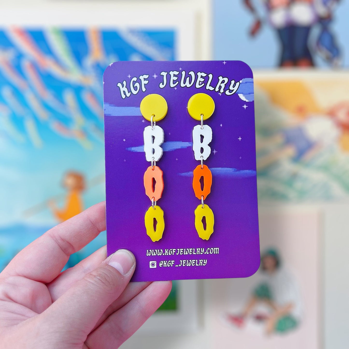 Candy Corn Boo Dangles Acrylic Earrings & Keychains