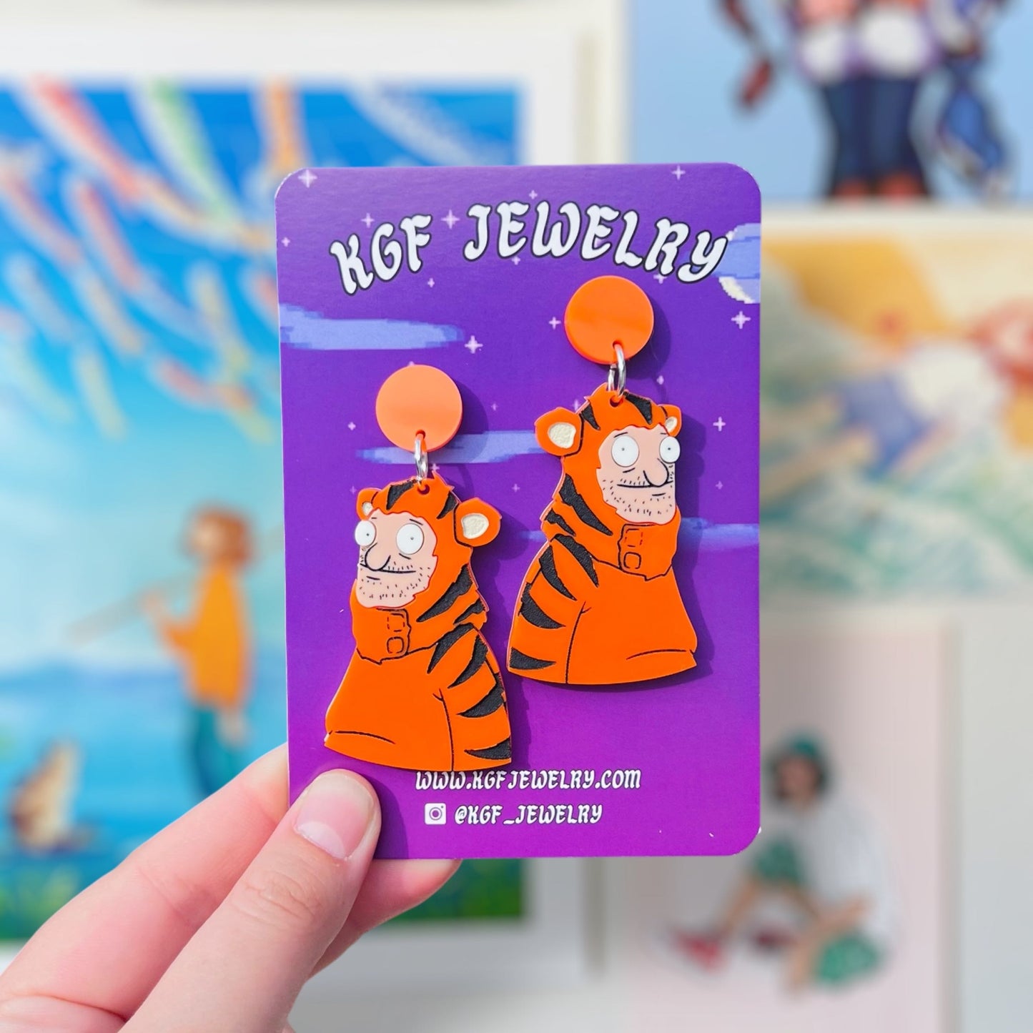Tiger Teddy Acrylic Earrings & Keychains