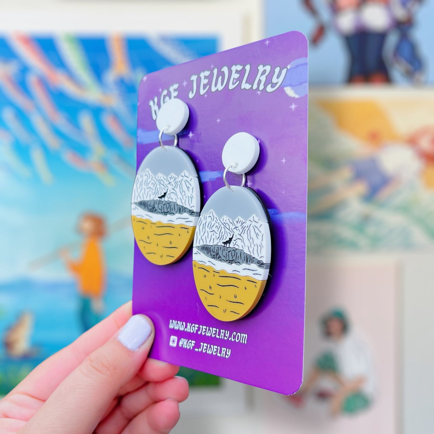 Wolf Fist Bump Handmade Acrylic Dangle Earrings & Keychains