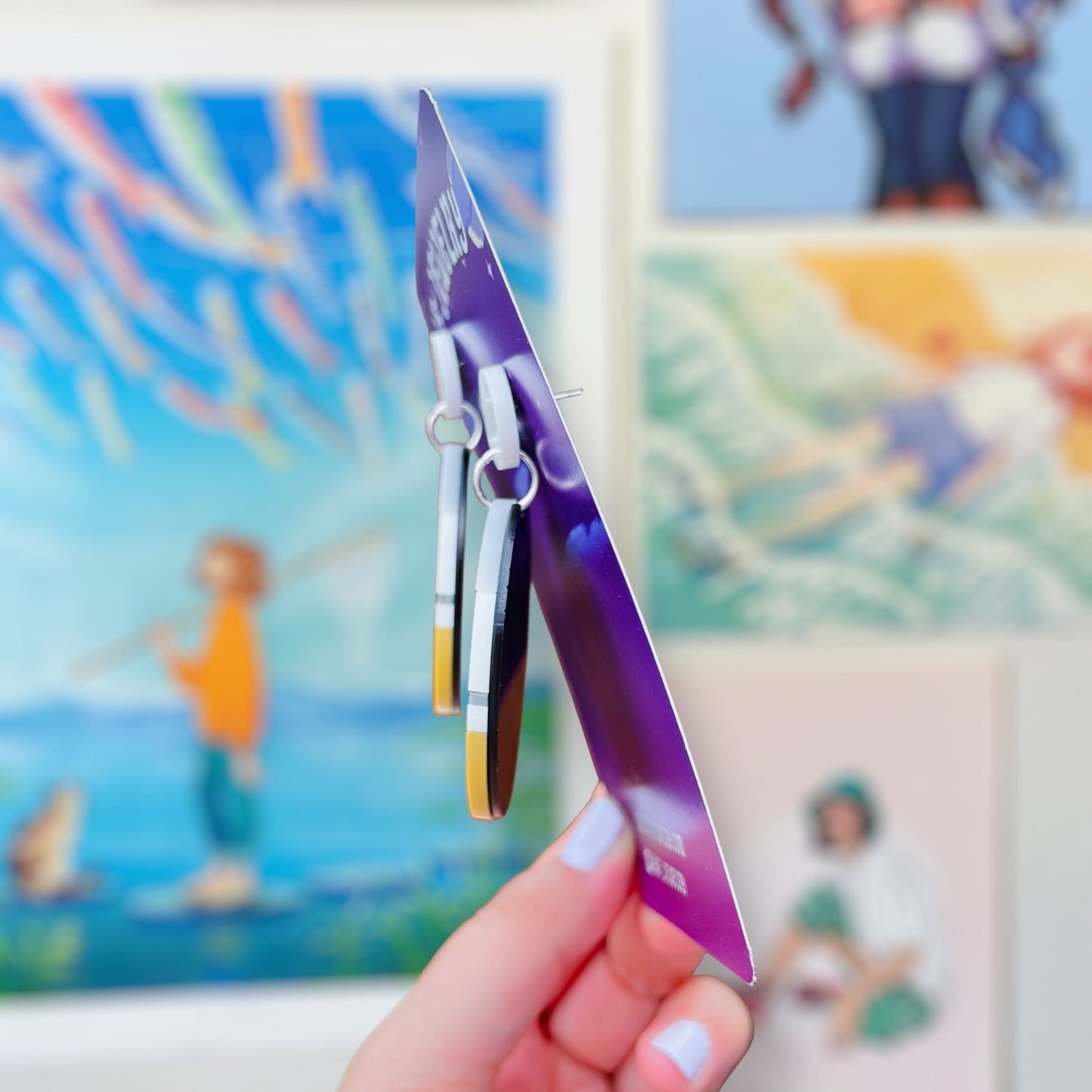 Wolf Fist Bump Handmade Acrylic Dangle Earrings & Keychains