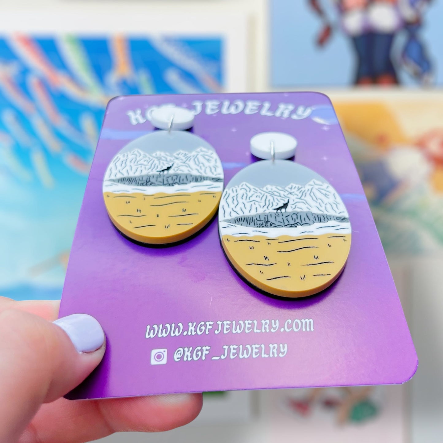 Wolf Fist Bump Handmade Acrylic Dangle Earrings & Keychains