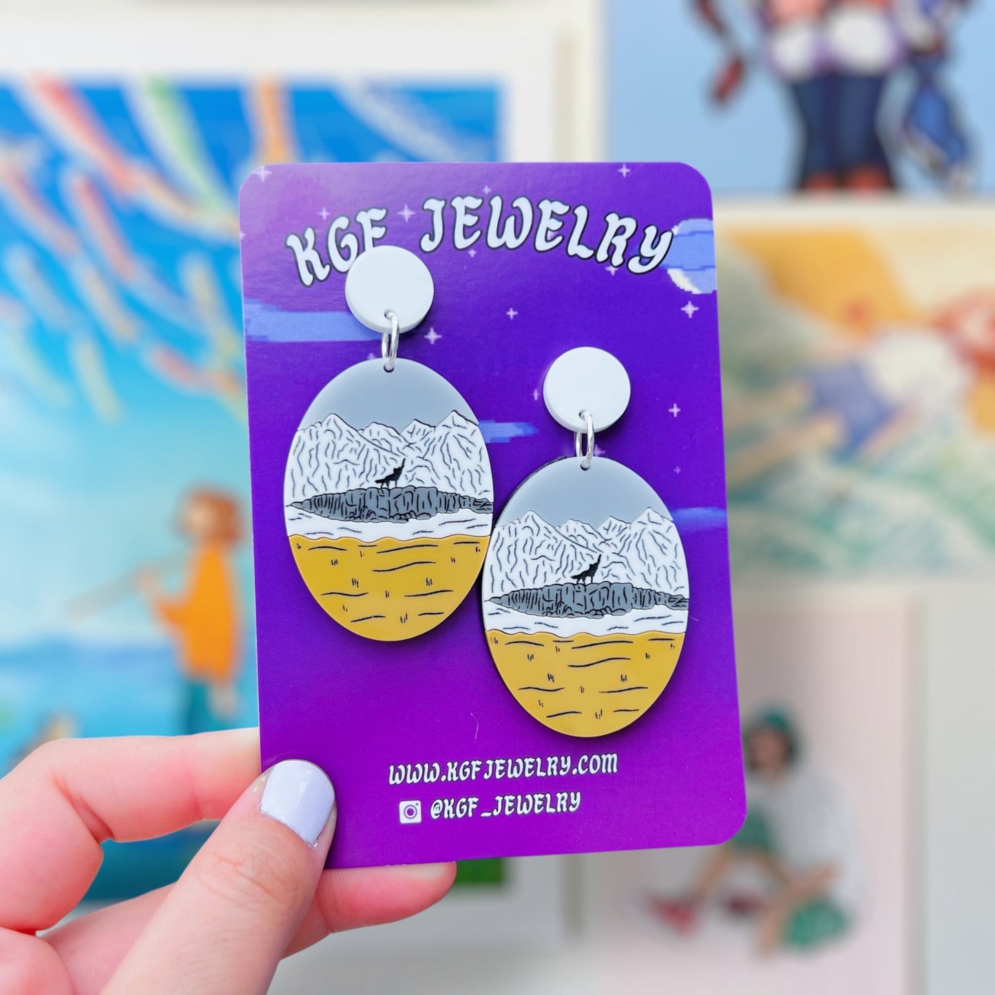 Wolf Fist Bump Handmade Acrylic Dangle Earrings & Keychains