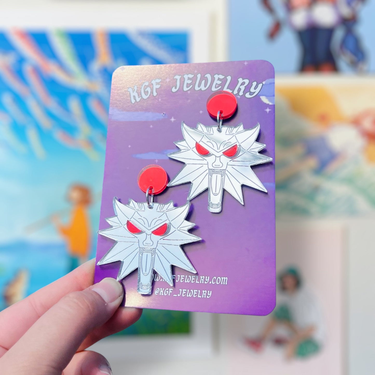 Witcher Medallion Handmade Acrylic Dangle Earrings & Keychains