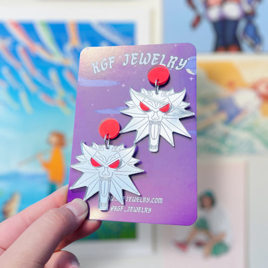 Witcher Medallion Handmade Acrylic Dangle Earrings & Keychains