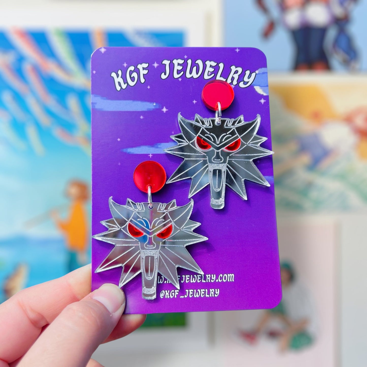 Witcher Medallion Handmade Acrylic Dangle Earrings & Keychains