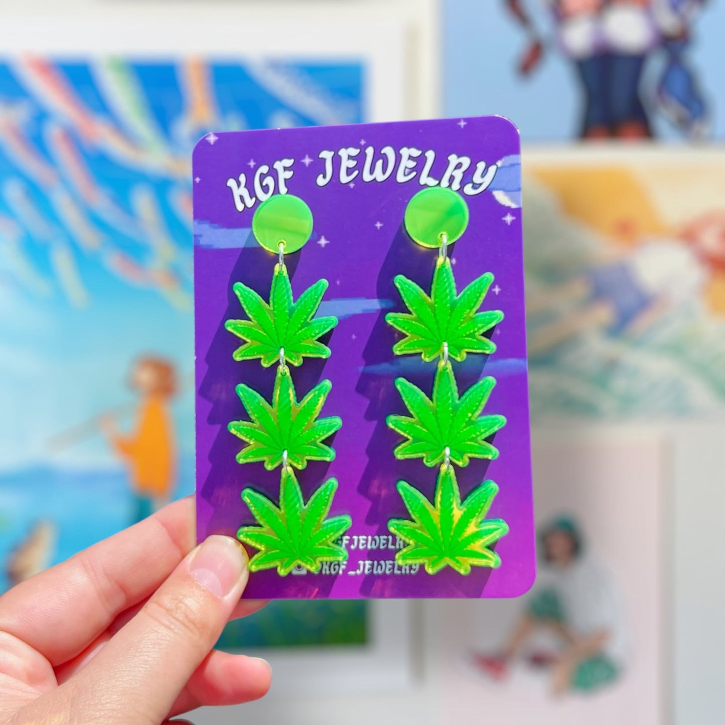 Weed Leaf Dangles Acrylic Earrings