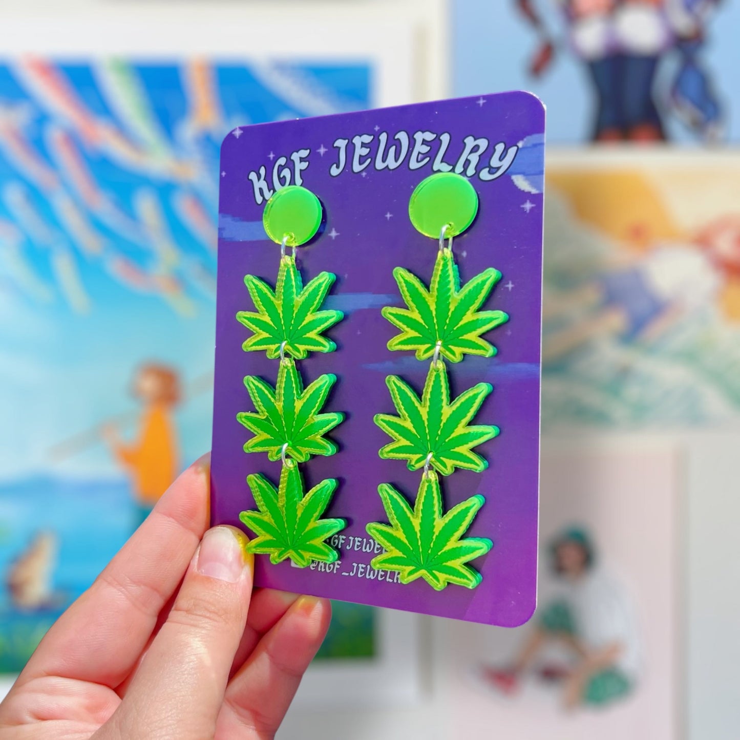 Weed Leaf Dangles Acrylic Earrings