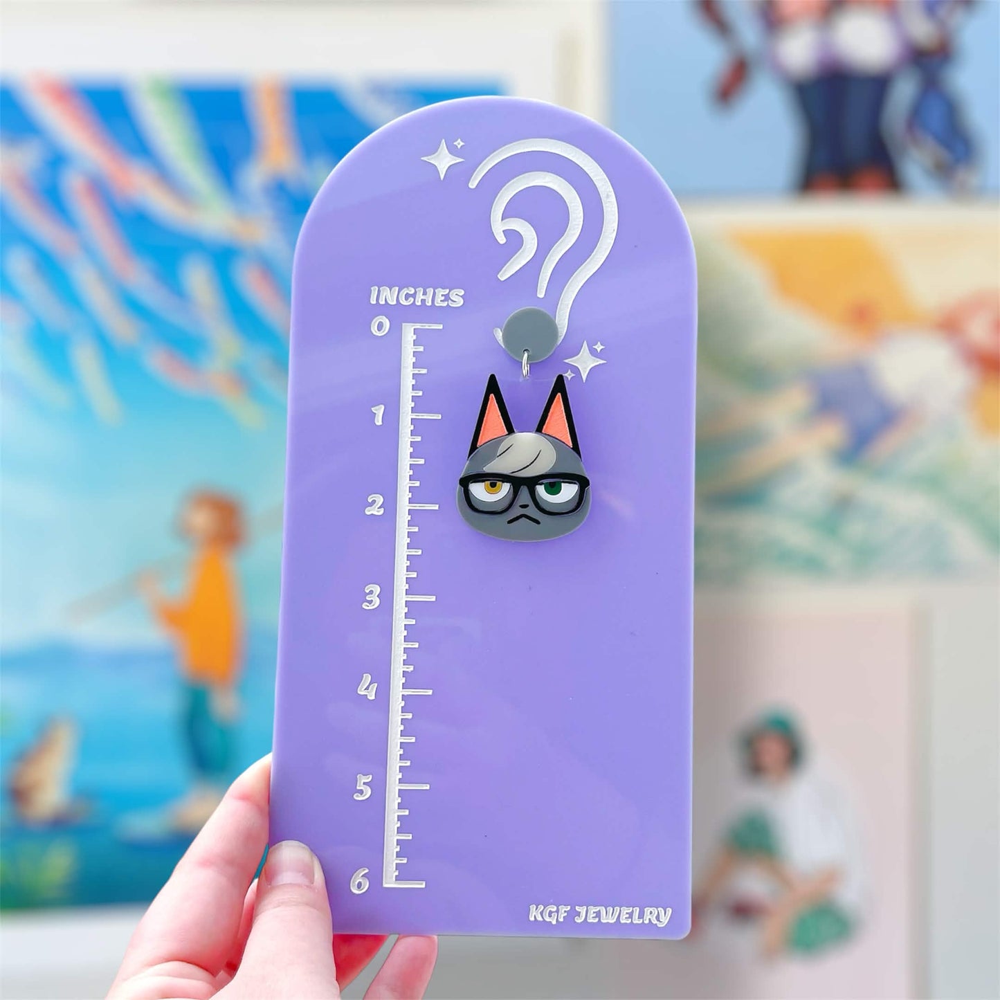 Raymond Cat Villager Video Game Handmade Acrylic Statement Earrings, Keychains, Pins